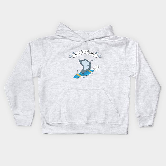 Skate • Surf. Surfing Fish. Kids Hoodie by propellerhead